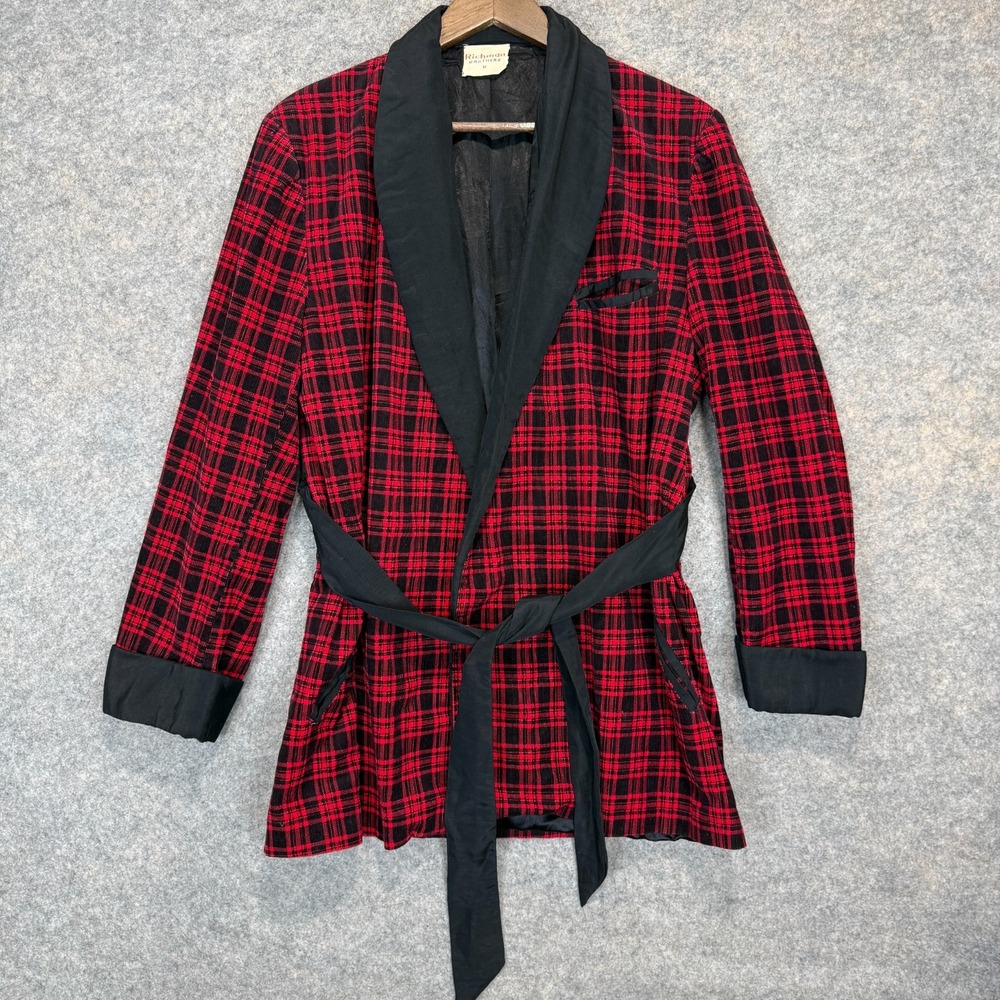 Vintage Richman Brothers Smoking Jacket Mens Medium Corduroy 50s Belted Coat